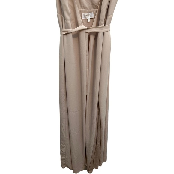 WAYF The Angelina Slit Wrap Gown in tan - Picture 6 of 14